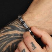 Compass Men Name Bracelet with Lava Stones