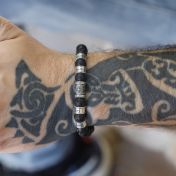 Compass Men Name Bracelet with Lava Stones