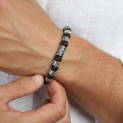 Compass Men Name Bracelet with Lava Stones