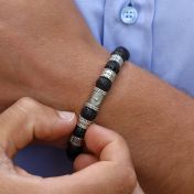 Compass Men Name Bracelet with Lava Stones