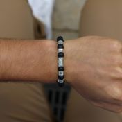 Compass Men Name Bracelet with Lava Stones