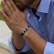 Compass Men Name Bracelet with Lava Stones