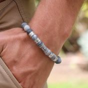 Pulsera con Brújula para Hombres con Piedras de Jaspe Picasso