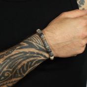 Compass Men Name Bracelet with Picasso Jasper Stones 