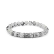 Compass Men Name Bracelet with Howlite Stones
