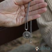 Collier Boussole avec Coordonnées - Argent 925