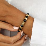 Compass Women Name Bracelet With Black Onyx Stones [18K Gold Vermeil] 