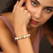 Compass Women Name Bracelet With Howlite Stones [18K Gold Vermeil]