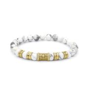 Compass Women Name Bracelet With Howlite Stones [18K Gold Vermeil]
