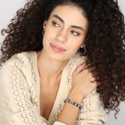 Kompass Damenarmband aus Lapis Lazuli mit Gravur [Silber]