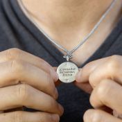 Family Compass Men Engraved Necklace - Sterling Silver