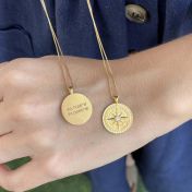 Compass Women Necklace with Coordinates [18K Gold Plated]