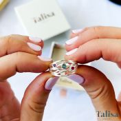 Anillo de Piedras de Nacimiento Olas de Océano [Plata de Ley]