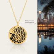 Precious Spot Map Silhouette Necklace [18K Gold Plated]