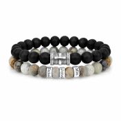 Last Minute Gift - Cross Black Onyx and Picasso Jasper Bracelet Set 