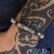 Bracelet Croix en Jaspe Picasso avec Prénoms pour Homme 