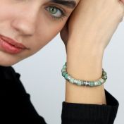Kruis Vrouwen Naam Armband Met Turkoois Stenen [Sterling Zilver]