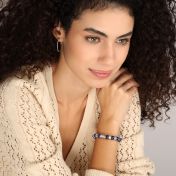 Kruis Vrouwen Naam Armband Met Lapis Lazuli Stenen [Sterling Zilver]