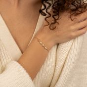 Bracelet Étoiles Enchantées Pierre de Naissance avec Charm Croix [Plaqué Or 18ct]