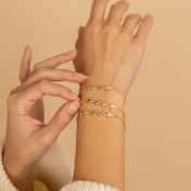 Bracelet Étoiles Enchantées Pierre de Naissance avec Charm Croix [Plaqué Or 18ct]