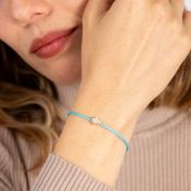 Crystal Cross Bracelet - Turquoise Cord [Sterling Silver]