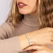 Crystal Cross Bracelet - Turquoise Cord [Sterling Silver]