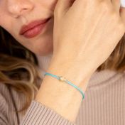 Crystal Cross Bracelet - Turquoise Cord [18K Gold Plated]