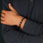 Kreuz Armband aus Onyx mit Gravur - für Herren - Vintage Gelb