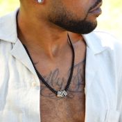 Kubanische Panzerkette mit Namen und Kreuz Charm [750er Gold Vermeil] - Geschwärzt 