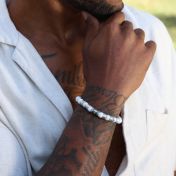 Bracelet Howlite Prénom avec Croix pour Homme