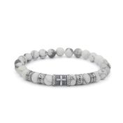 Bracelet Howlite Prénom avec Croix pour Homme
