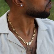 Cross Cuban Link Chain with Iced Charms - 18K Gold Plated