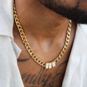 Cross Cuban Link Chain with Iced Charms - 18K Gold Plated