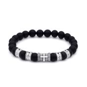 Cross Diamond Men Name Bracelet - Black Onyx 
