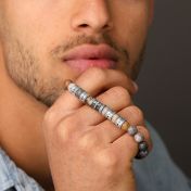 Cross Diamond Men Name Bracelet - Picasso Jasper [Sterling Silver]