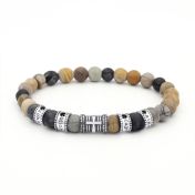 Bracelet Croix Prénoms avec Diamants Noirs 0.20ct - Jaspe Picasso