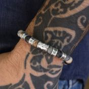 Cross Men Name Bracelet With Picasso Jasper Stones