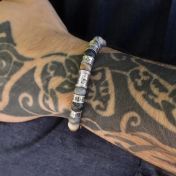 Cross Men Name Bracelet With Picasso Jasper Stones