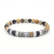 Cross Diamond Name Bracelet - Picasso Jasper [Sterling Silver]