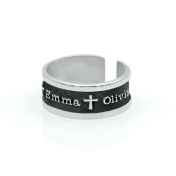 Kreuz Ring mit Gravur für Herren - Sterlingsilber 