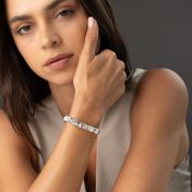 Diamond Cross Bracelet With Howlite Stones [Sterling Silver]