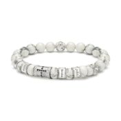 Diamond Cross Bracelet With Howlite Stones [Sterling Silver]