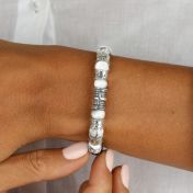 Cross Women Name Bracelet With Howlite Stones [Silver]