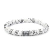 Bracelet Howlite Prénom avec Croix pour Femme [Argent 925]