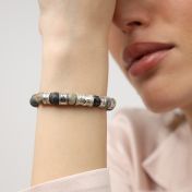 Cross Women Name Bracelet With Picasso Jasper Stones [Silver]