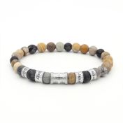 Cross Women Name Bracelet With Picasso Jasper Stones [Silver]