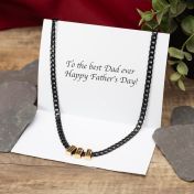 Kubanische Panzerkette mit Namen und Kreuz Charm [750er Gold Vermeil] - Geschwärzt 