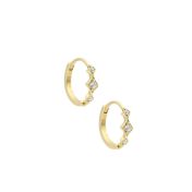 Crown Hoop Earrings - 3 Crystals [18K Gold Vermeil]