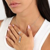 Talisa Bar Crystal Necklace [Sterling Silver]