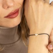 Crystal Cross Bracelet - Black Cord [18K Gold Plated]
